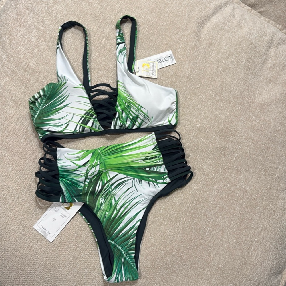tinibikini green reversible 2 piece swimsuit